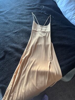 Aritzia Peach Slip Midi Dress